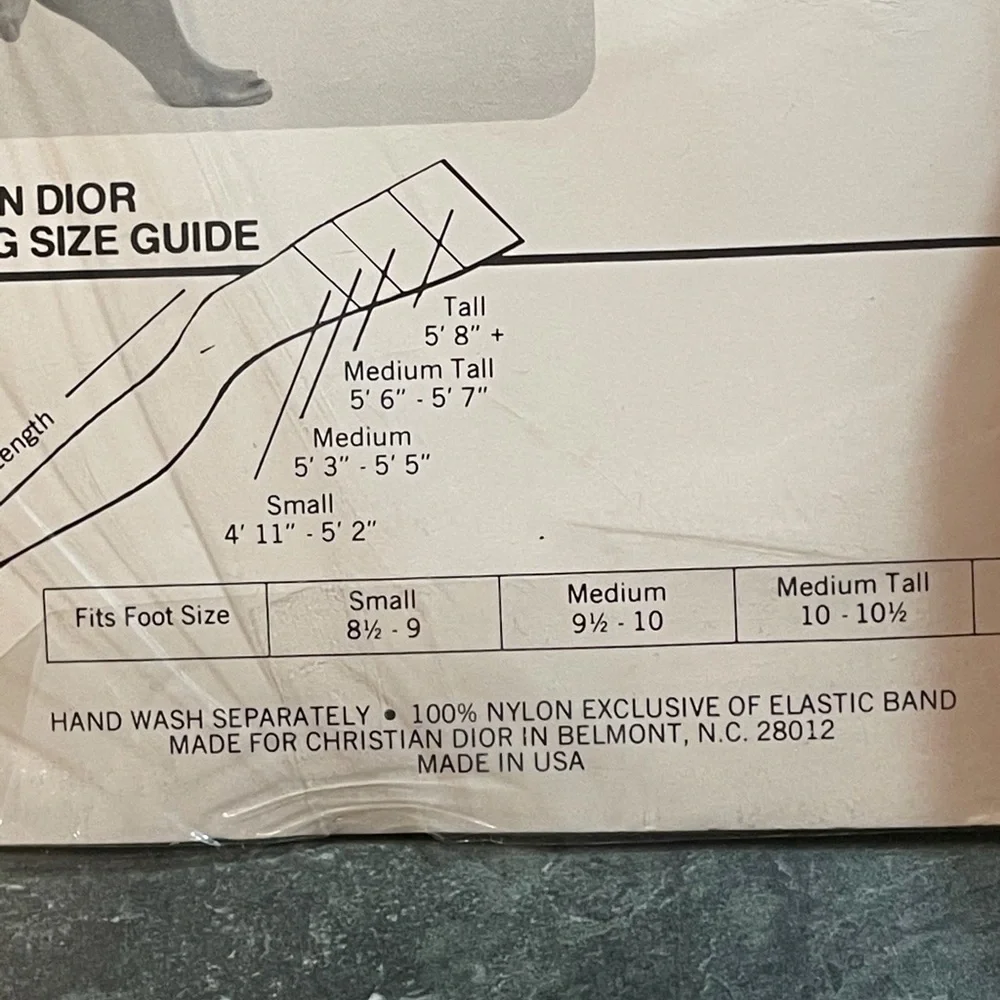 Christian Dior Thigh-Hi Sandalfoot Nylon Stockings Alabaster Med/Tall.
